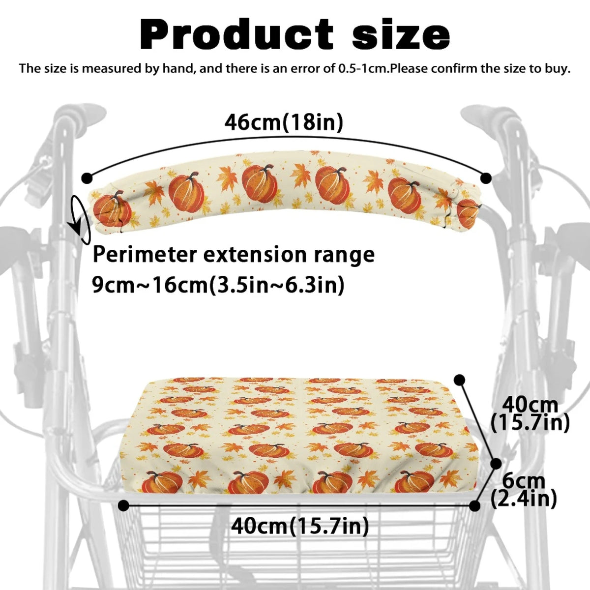 Coloranimal Pumpkin 2 Pieces Walker Seat Cover for Seniors Rollator Seat Cover Set 2026 New
