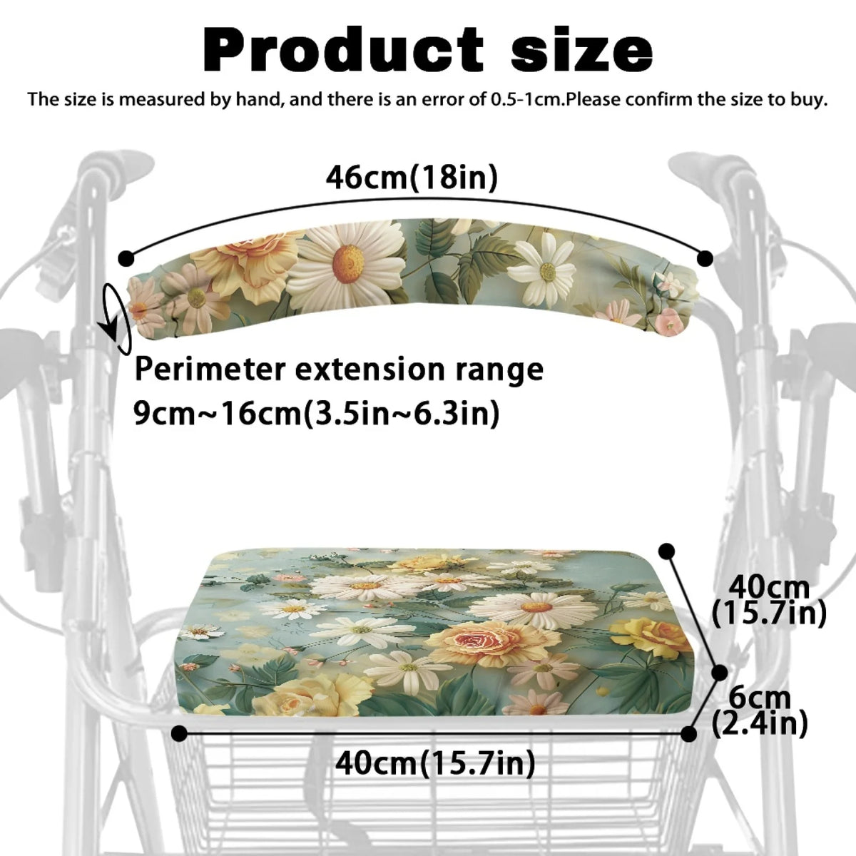 Coloranimal Vintage Daisy Set of 2 Seat & Back Covers Walker Seat Cushion for Senior Street Scenes